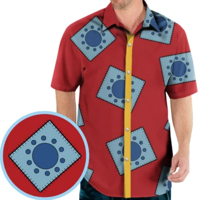 Luffy?s Wano Pattern One Piece Button Up